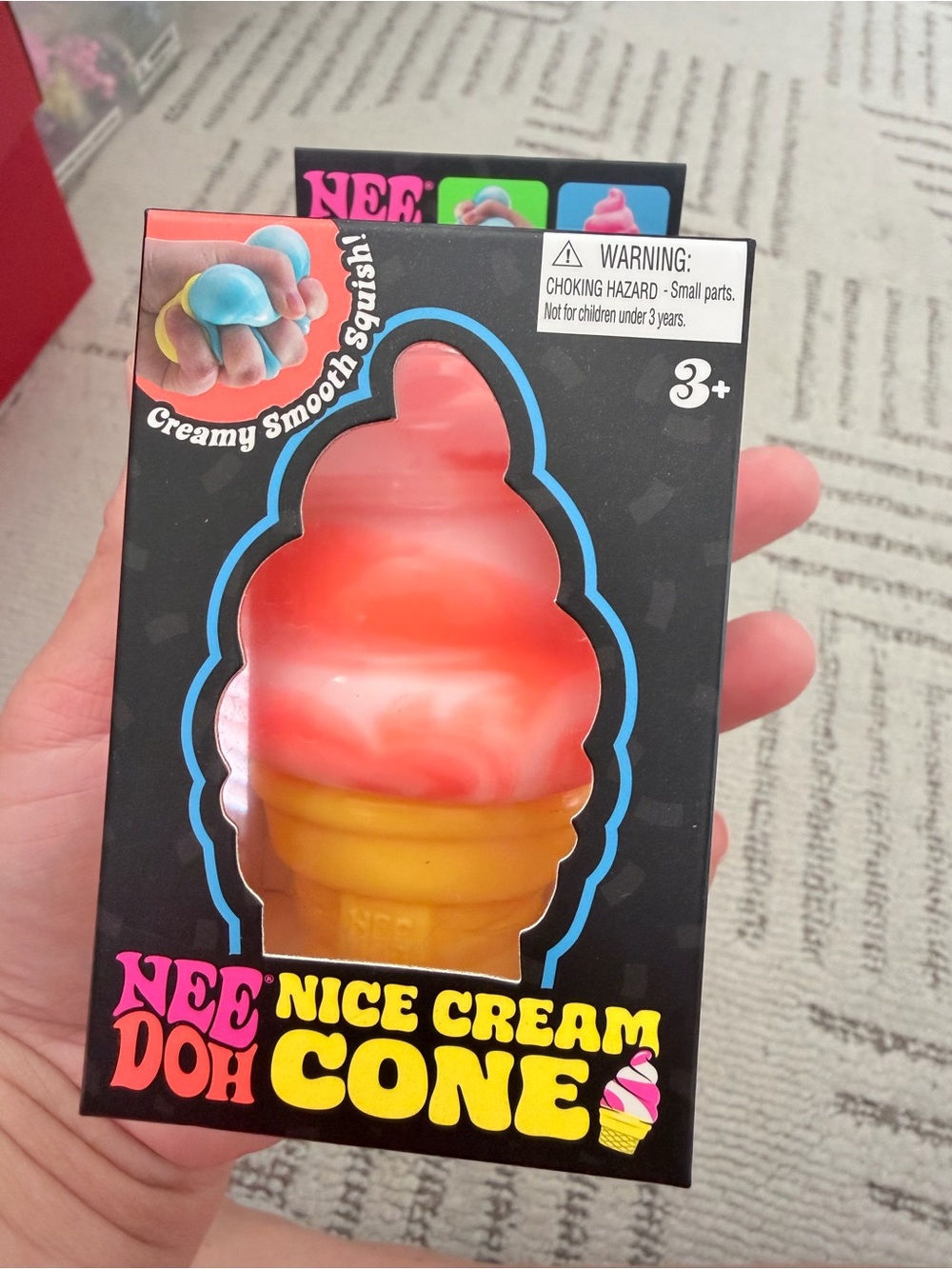 Needoh Nice Cream Cone Squishy Toy - Pink & Yellow